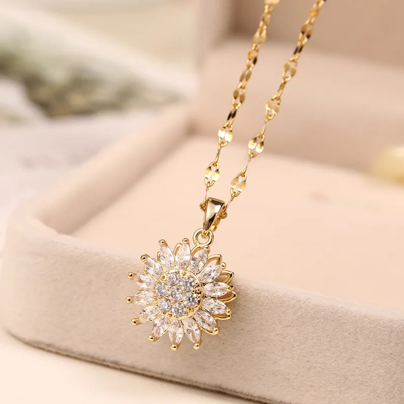 Colar Giratório Pingente – Elegância em Aço Inoxidável para Mulheres
