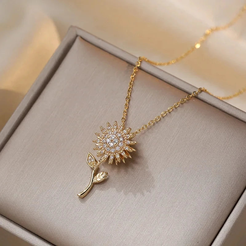 Colar Giratório Pingente – Elegância em Aço Inoxidável para Mulheres