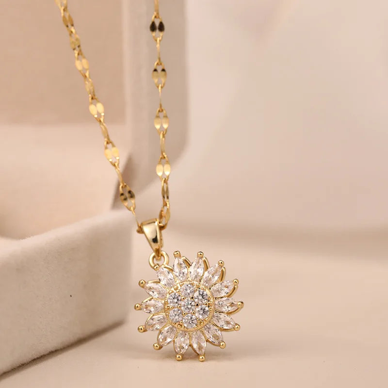 Colar Giratório Pingente – Elegância em Aço Inoxidável para Mulheres