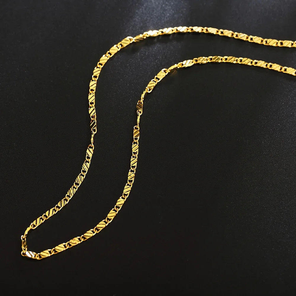 ✨ Colar Fashion Banhado a Ouro 18K | Corrente Lateral Fina 2MM | Tamanhos 16'' a 30'' | Unissex | Acabamento em Prata 925