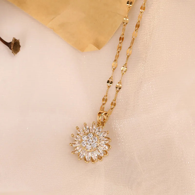 Colar Giratório Pingente – Elegância em Aço Inoxidável para Mulheres