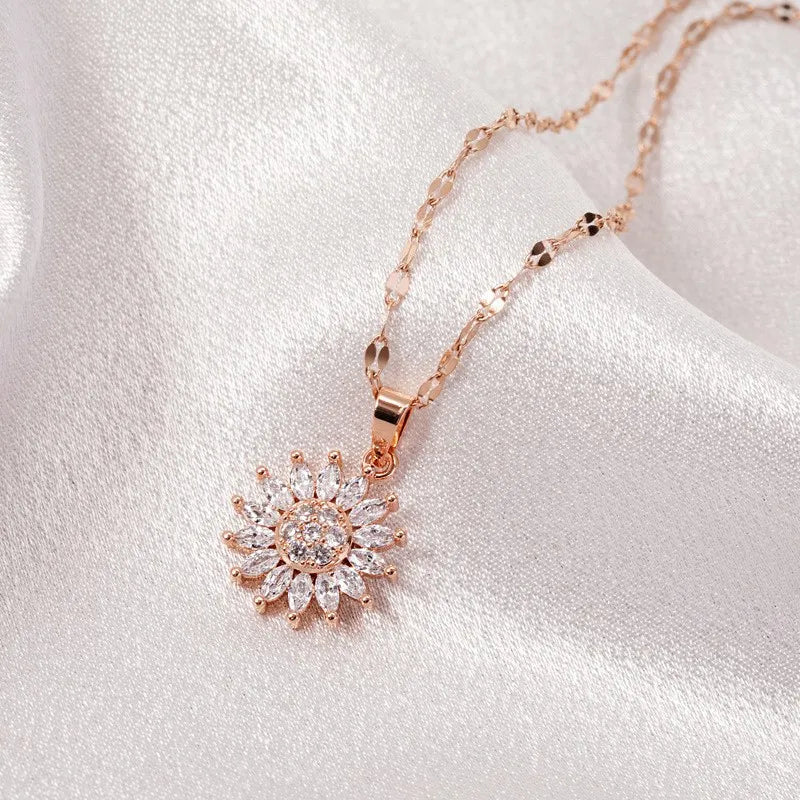 Colar Giratório Pingente – Elegância em Aço Inoxidável para Mulheres