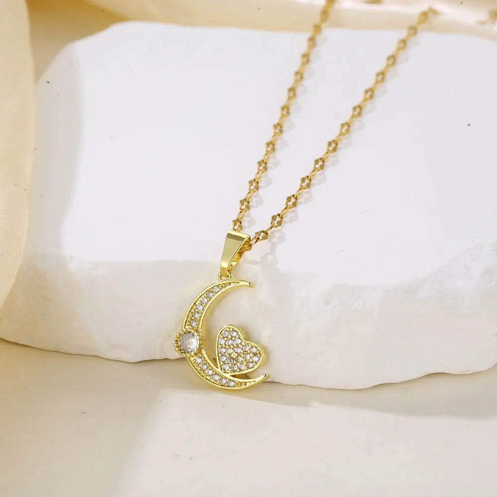 Colar Giratório Pingente – Elegância em Aço Inoxidável para Mulheres