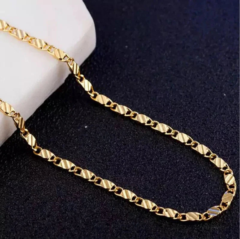 ✨ Colar Fashion Banhado a Ouro 18K | Corrente Lateral Fina 2MM | Tamanhos 16'' a 30'' | Unissex | Acabamento em Prata 925
