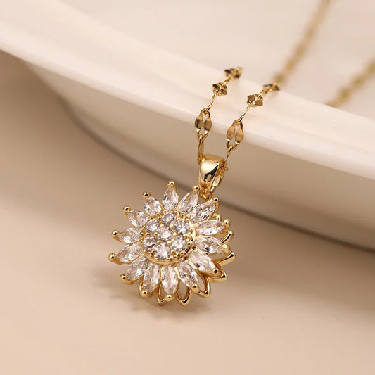 Colar Giratório Pingente – Elegância em Aço Inoxidável para Mulheres