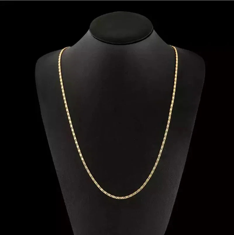 ✨ Colar Fashion Banhado a Ouro 18K | Corrente Lateral Fina 2MM | Tamanhos 16'' a 30'' | Unissex | Acabamento em Prata 925